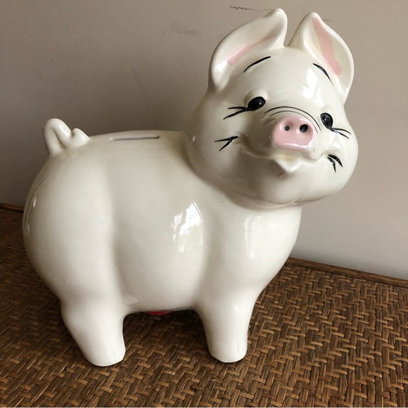 Vintage Rob Roy Large Smiling Piggy Pig Coin Bank - Picture 1 of 10